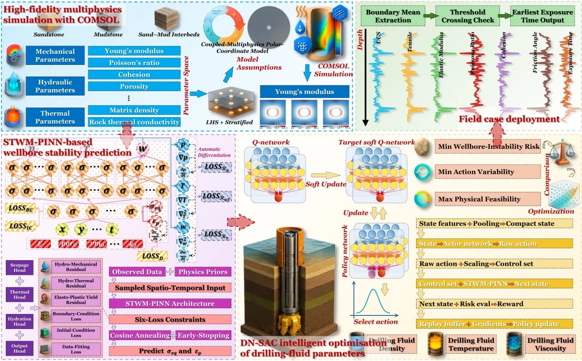 Intelligent Prediction and Optimization of Open-Hole Wellbore Multiphysics Stability: A Synergistic PINN-DRL Approach